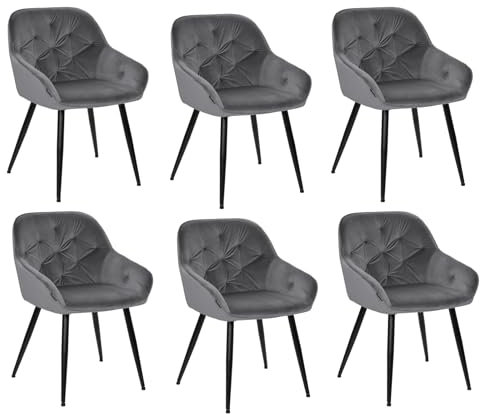 exitodesign Loren Esszimmerstühle Mit Armlehne Schminktisch Stuhl Esszimmerstuhl Esstisch Stühle Esszimmer Stühle Polsterstuhl Bistrostuhl Esszimmerstühle 6er Set 55x60x79 cm Dunkelgrau