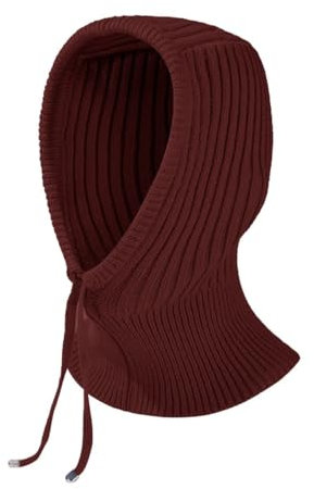 Rayson Damen Sturmhaube Strickmütze Winter Mütze Warme Kapuze Mütze Verstellbar Damen Herren Wintermützen für Draußen Balaclava(Weinrot)