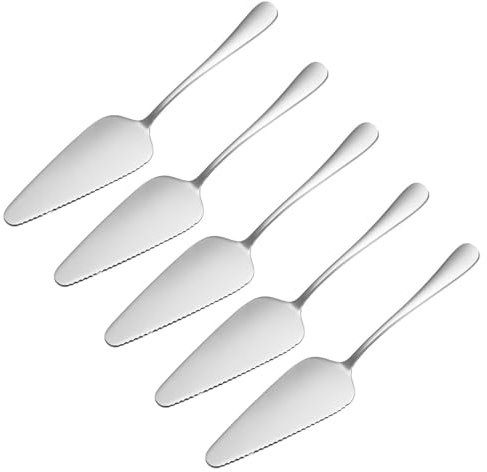 ANCLLO Ensemble de 5 Pelles à Gâteaux en Acier Inoxydable Pelles à Gâteaux en Acier Inoxydable Poli Pelle à Pizza dentelée en Acier Inoxydable pour Cuisine, Fêtes Quotidiennes, Mariages Restaurants