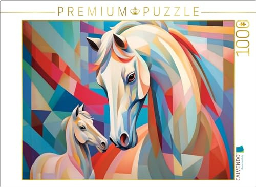 CALVENDO Puzzle Wunderschöne weiße Stute mit Fohlen - Pferde | 1000 Teile Lege-Größe 64 x 48 cm Foto-Puzzle für glückliche Stunden