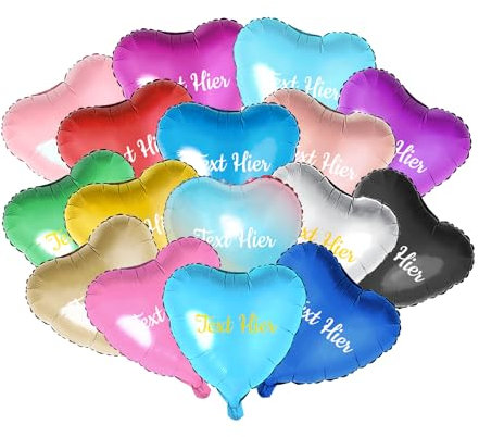 Helium Luftballons mit Text, Stück OXYEFEI Personalisierte Ballon Herz 13 Farben Herzballon 45cm Geburtstag Herz Luftballon Heliumgefüllt für Party Dekoration Hochzeit Weihnachten
