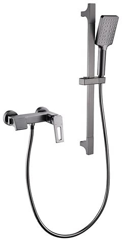 Sistema Doccia Set Doccia Montaggio A Parete Moderno Kit Alzata Doccia Con Rubinetto Rubinetto Doccia Con Doccetta Regolabile, Colonna Doccia Esposta Pistola Spazzolata Grigio