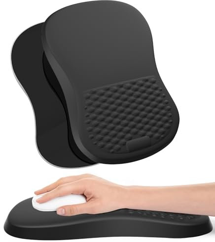 Giecy Mouse Pad with Wrist Support, Ergonomic Gaming Mouse Mat, Large Memory Foam Mousepad with Massage Holes Design & Anti-slip Base for Home Office Computer Laptop (Black)
