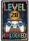 Retro Blechschild 20. Geburtstag Junge, Level 20 UNLOCKED, 20 Jahre Geburtstag Deko, lustiges Geburtstagsschild 20, Gamer Geburtstagskarte 20, Teenager Metallschild Geschenk Gamer Geburtstagsgeschenk