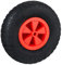 Relaxdays Schubkarrenrad 3.50-6, Vollgummi, Kunststofffelge, Ersatzrad Schubkarre, pannensicher, bis 100 kg, schwarz/rot