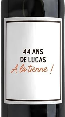CADEAUX.COM - Bouteille de Vin personnalisable pour Homme de 44 ans - Message Personnalisable - Bouteille Personnalisée - Cadeau Anniversaire - Cadeau Homme