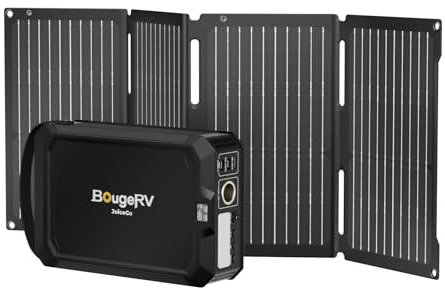 BougeRV JuiceGo 240Wh Station électrique Portable avec avec Panneau Solaire Pliable 50 W, Batterie LFP, 410 W, 5 Ports, générateur Solaire avec entrée/Sortie PD 100 W