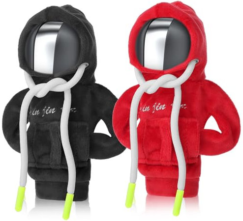 Tyqour 2 Stück Schaltknauf Hoodie, Auto Deko Innenraum Schaltknauf Abdeckung, Autozubehör Innenraum Frauen, Hoodie für schaltknauf Schaltknauf überzug für Manuelle Automatische Gear Shifter