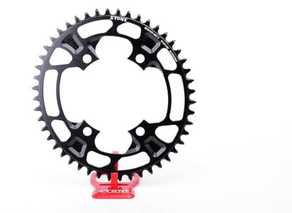 STONE – Plato Redondo/Ovalado Monoplato 107 BCD Compatible con SRAM Force AXS Gravel Carretera Road CNC Aluminio 7075-T651 4 Brazos 38T | 40T | 42T | 44T | 46T | 48T | (Ovalado, 44T)