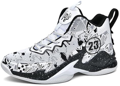 CHRRUXIN Herren Basketballschuhe leichte atmungsaktive High Top Turnschuhe Damen Laufen Anti-Rutsch Mode Graffiti Training Schuhe