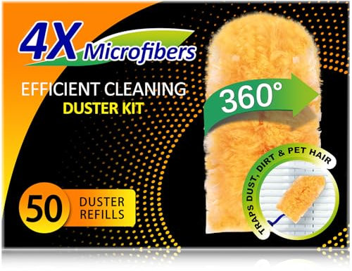 Lot de 50 recharges de plumeau Multi-Surfaces à 360° pour Le Nettoyage, compatibles avec Les dépoussiéreurs Swiffer