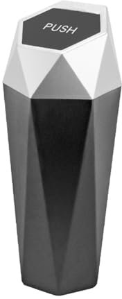 IUSOT Car Bin, Car Trash Bin, Car Trash Can with Lid, Diamond Design Small Automatic Portable Bin for Car, Leakproof Vehicle Car Rubbish Bin, Car Bins for Front of Car (Silver)