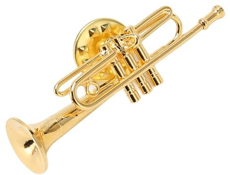 Miniatur Trompete Revers Brosche Pin, Gold Messing Mini Trompete Musik instrument Brosche mit Rotem Samt Ausgekleidet Aufbewahrung Box