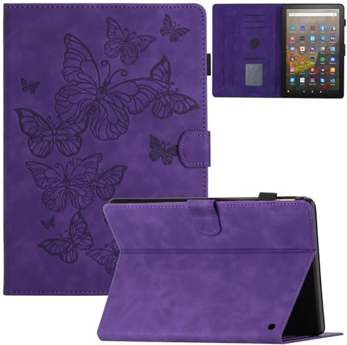 Artyond Case for Kindle Fire HD 10/HD 10 Plus 2021, PU Leather with Auto Sleep/Wake Card Slots Stand Folio Case for Amazon All-New Kindle Fire HD10/HD10 Plus 11th Generation 2021 Released, Purple