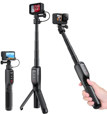 Rechargeable Selfie Stick Extension Tripod Stand 5000mAh Battery Stand Tripod with Remote Control for Go Pro Max Hero 13 12 11 10 9, Large Capacity Battery for Go Pro