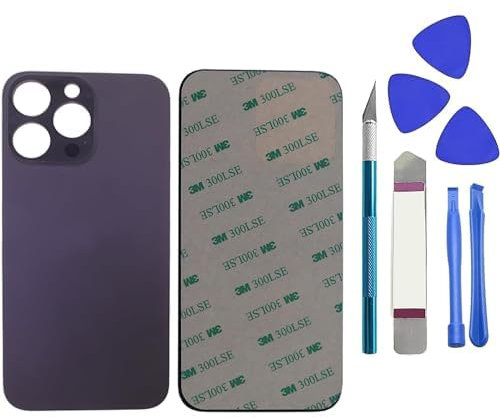 Dakexiong 14 Pro MAX - Cristal Trasero de Repuesto para iPhone 14 Pro MAX de 6.7 Pulgadas con Kit de Herramientas Repar y Adhesivo preinstalado, Color Morado Oscuro