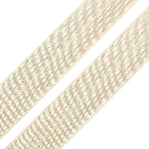 maDDma ® 1m Einfassband 20mm hochelastisch 44% Elastan gefalzt Meterware Faltgummi Schrägband, creme, Polyester, Elastan (56%, 44%), Klassisch, Einfarbig, für alle Gelegenheiten, Casual