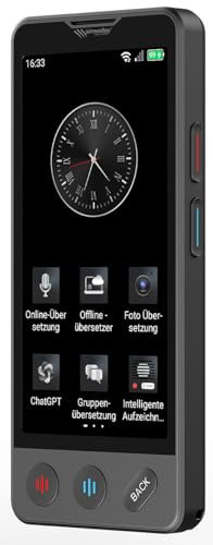 simvalley MOBILE Übersetzer: Mobiler KI-Echtzeit-Sprachübersetzer mit 4G/LTE, 139 Sprachen, ChatGPT (Translator, Sprachenübersetzer, sprachubersetzer)