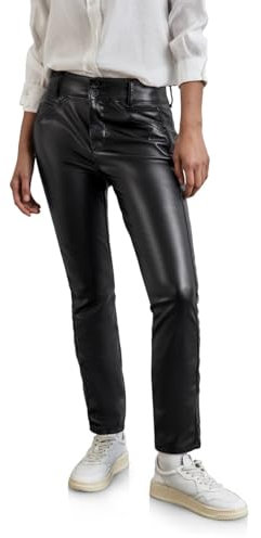 STREET ONE Damen A378117 Beschichtete Hose,Schwarz,38