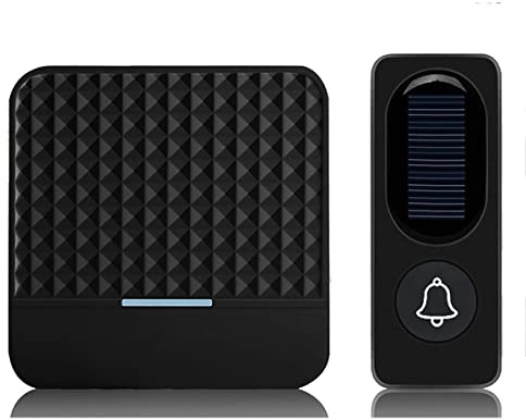 Shovelmty Campanello da porta a energia solare senza fili, IP65, impermeabile, 300 m, kit campanello per porta a energia solare, per esterni, spina europea