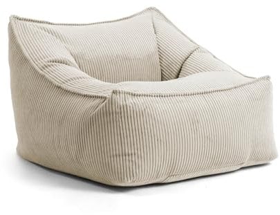 mokebo Sitzsack Sessel aus Cord 'Der Lümmel', XXL Sitzsack, Cord Sessel oder Sitz Sessel für Wohnzimmer und Wintergarten, auch als Riesensitzsack in 83x73x60(BxHxT in cm) in Beige