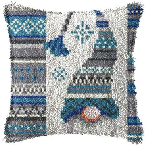 Latch Hook Cushion Kit Christmas Pillowcase,Sewing Making Kits DIY Crochet Yarn Kits Embroidery Kits for Beginners Adults Kids Creativity Gift,Embroidery Home Decoration(17X17Inch)