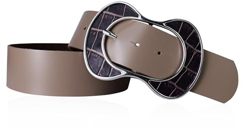 FRONHOFER breiter Taillengürtel Damen Rindleder 5 cm Schnalle 13 x 9 cm Kroko Optik Aubergine flach geschnitten plastikfrei umweltschonend gegerbt Made in Germany