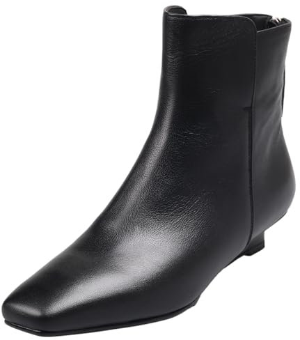 CHICMARK Stivaletti minimalistici da donna in pelliccia di agnello con tacco Kitten, Nero , 38 EU