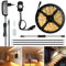 Sensky LED Strip Mit PIR Bewegungsmelder, 6m Dimmbar Lichtband 12V Warmweiss Selbstklebend 3000K Treppenbeleuchtung Für Nachttisch Treppe Schrank Flur Schlafzimmer kleiderschrank