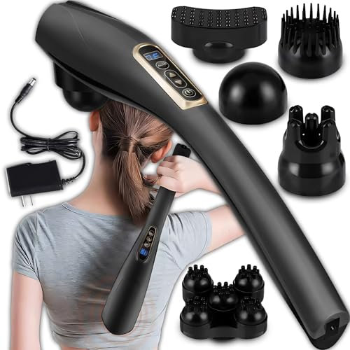 Retoo Massagegerät Massagepistole 6 Massageköpfen Handmassagegeräte Percussion Muskel Massage Gun Vibrationsmassagegerät für Regeneration Schmerzlinderung 10 Intensitätsstufen Kabellos Schwarz