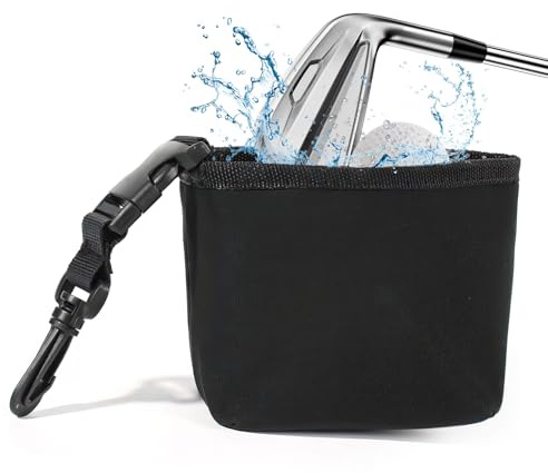 nnOuOnn Golf Ball Cleaner Pouch, Portable Golf Club Cleaning Bag with Hook, Waterproof Washer Pocket Accesorries, Golf Gifts for Men UK