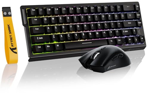 Attack Shark X68 HE Gaming Keyboard & R1 Mouse Combo,8KHz Magnetic Switch Keyboard, 16.8M RGB, Custom Actuation, 55g Ultra-Light Mouse with 18,000 DPI & Tri-Mode Connectivity for Esport Gamer-Black