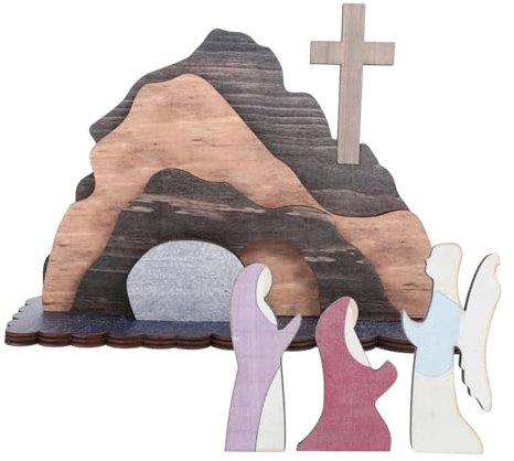KAILIKETIY Ostern Holzkrippe Holz Osterszene Dekoration Für Haushalt Und Tischlayout