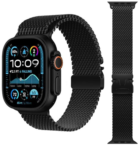Milanese Loop Cinturini Compatibili con Apple Watch Cinturino Ultra 2/Ultra 49 mm 46 mm 45 mm 44 mm Uomo Donna, Cinturino Regolabile in Metallo per iWatch Serie 10 SE 9 8 7 6 5 4, Fibbia in Stile