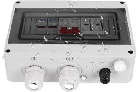 Combinatore solare fotovoltaico PV DC con protezione da sovratensioni e fulmini, 1 ingresso, 1 uscita DC 600 V, fusibile, scatola impermeabile IP65(32A DC MCB)