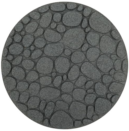 IHANA Trittstein für den Garten, Grau, Kieselstein-Effekt, umweltfreundlich, recyceltes Gummi, Durchmesser 46 cm, Grau, 2 Stück