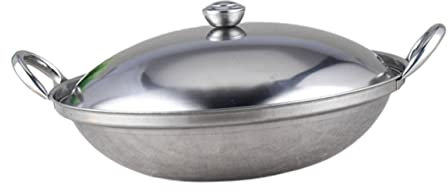 AUTSUPPL 1 Set Stainless Steel Cooking Pot with Lid Alcohol Stove Pan for Induction and Gas Cookers Hot Pot Holder with Heat Resistant Double Handles Easy to Clean and Operate