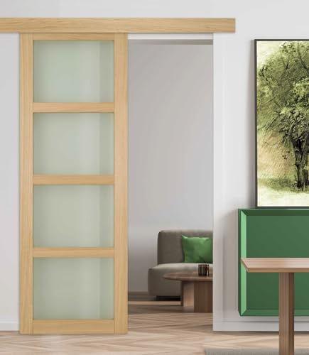 Porte coulissante PARIS 4 Vitrages bois chêne 2040x730