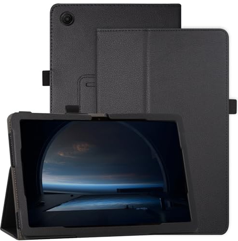 Caweet Hülle für das T-Mobile Revvl Tab 2 Tablet – Premium Leder Folio schützende Ständerhülle mit automatischem Aufwachen/Schlafen, Schwarz