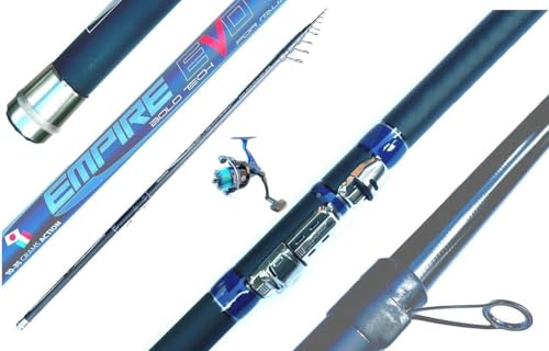 Kit Canna Pesca Teleregolabile 7 Metri + Mulinello con Filo Trota Torrente Fiume Carbonio 7Mt 7m