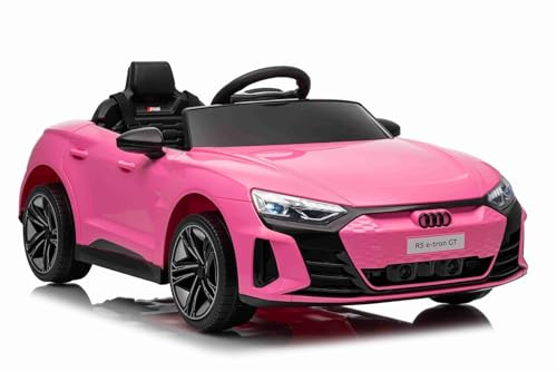Beneo Motors elektroauto für Kinder 12V Lithium-Batterie Audi RS E-tron GT, Rosa, elektrisches kinderauto mit 2,4-GHz-Fernbedienung, USB/AUX/Bluetooth, LED-Leuchten, 2x25W Motor, Originale Lizenz