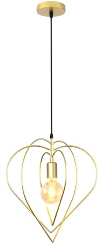 iDEGU Pendelleuchte Moderne Hängelampe im Herz Design Kreative Kinderlampe E27 Deckenleuchte mit 3 Drehbarer Herz Lampenschirm Gold Lampe für Wohnzimmer Schlafzimmer Dekoration