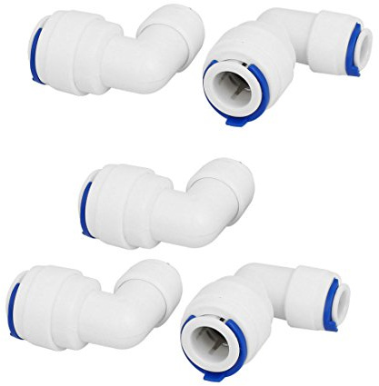 sourcing map 1/4x3/8 Tube Raccord coudé enfichable 5pcs Connexion rapide pour montage filtre eau RO