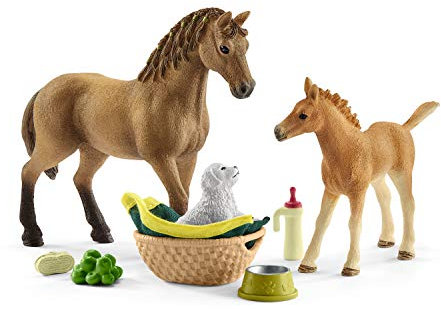SCHLEICH 42432 Horse Club Sarahs Tierbaby-Pflege, für Kinder ab 5-12 Jahren, Horse Club - Spielset
