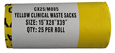 Hanfare CX25/M085 Biohazard Waste Disposal Bags, Heavy Duty, Yellow (Pack of 25)