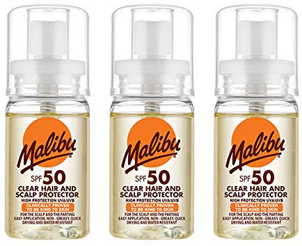 MALIBU CLEAR HAIR & SCALP PROTECTION SPRAYS 50ml HIGH 50 SPF (3X)