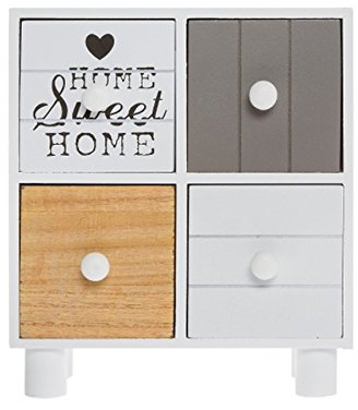 elbmöbel Schmuckkommode Shabby Home Sweet Home Schubladen Mini-Kommode (22x20x10)