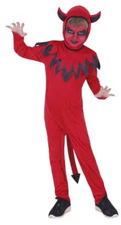 Rubies Teufelskostüm für Jungen und Mädchen, Jumpsuit mit Schwanz und Mütze mit Hörnern, Dämonen, Teufel, Teufel für Cosplay und Partys