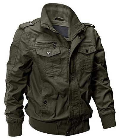 EKLENTSON Mens Fall Jacket Military Lightweight Windbreaker Winter Bomber Cargo Jacket Army Green M