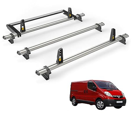 For Vauxhall Vivaro 2001-2014 Roof Rack Van Guard UltiBar+ 3x Bars + Roller | Note: Only Suitable for Standard Roof Models with Twin Rear Doors, Aluminium Heavy-duty Van Roof Bars